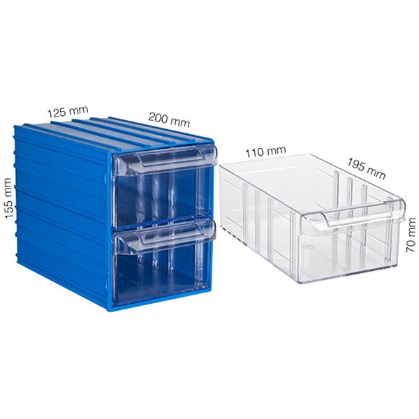 Plastična Kutija sa 2 Ladice 125x200x155(h)mm